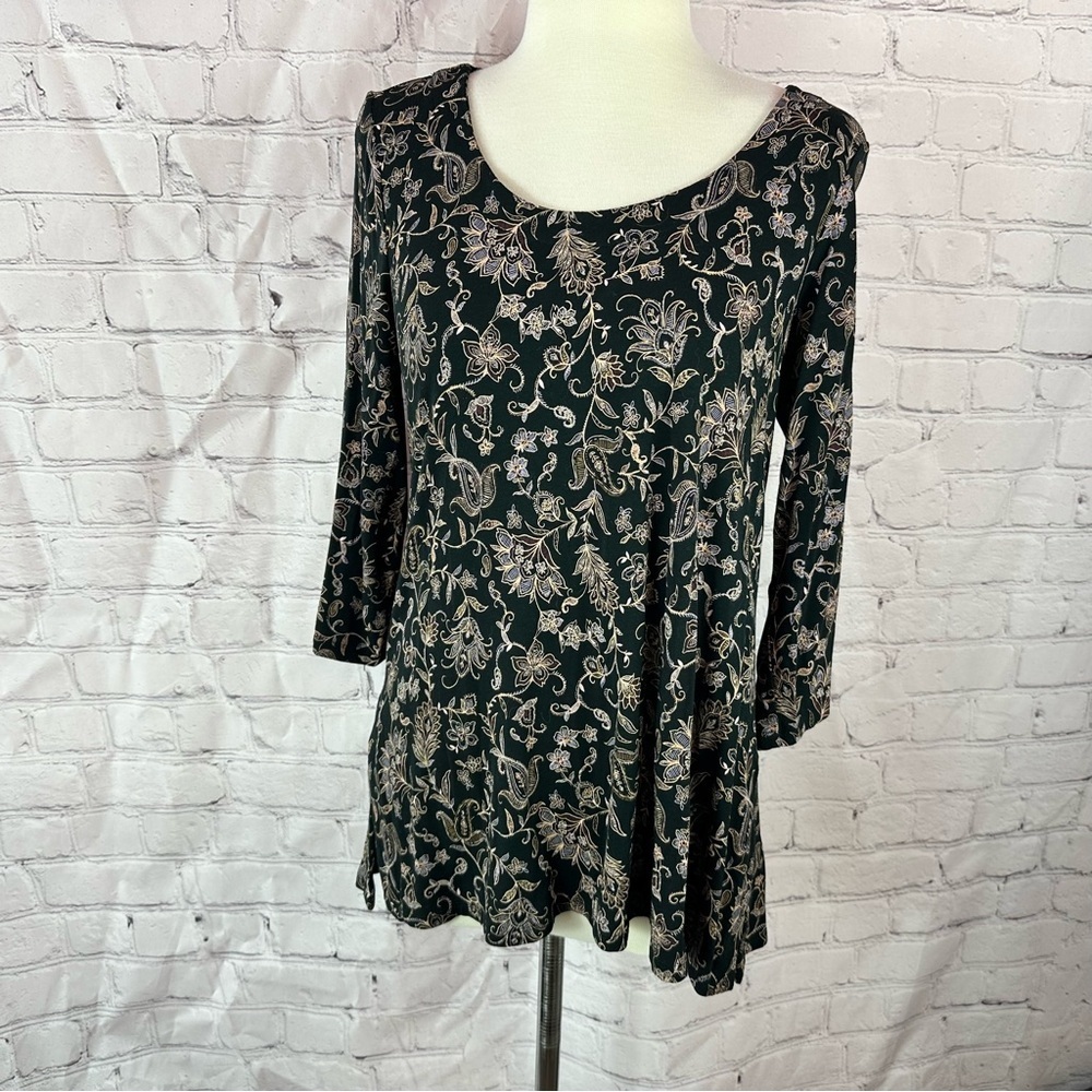 J. Jill wearever Floral tunic women petite XS travel business casual cottagecore